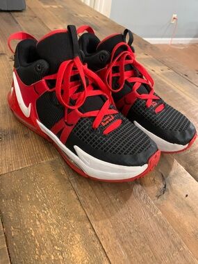 Nike LeBron Red and Black Kids' Basketball Sneakers